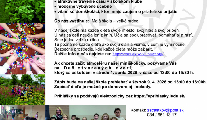 Fotka - Deň otvorených dverí v ZŠ Častkov a zápis do prvej triedy